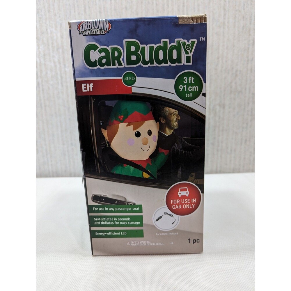 Christmas Inflatable Gemmy Airblown SNOWMAN Car Buddy 3ft Energy Efficient LED